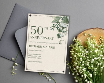 50th Anniversary Invitation, 50th Wedding Anniversary Invitation, Anniversary Party Invitation Template, Anniversary Party Invitation