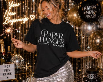 Comfort Colors 1717 New Years Shirt Mockup, 1717 Black New Years Eve Mockups, Trendy NYE Mock-up (Digital Download)