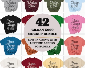 42 Knotted Shirt Mockup Bundle Gildan 5000, Flat Lay Tshirt Mock-up Bundle (Digital Download)