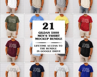 Gildan 5000 Mens Mockup Bundle, G5000 Male Tshirt Mockups, Minimalist Men Mock-ups (Digital Download)