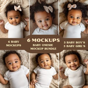 6 African Baby Mockup Onesie, Baby in White Onesie Mockup, African American Baby Mockup, Black Baby Onesie Mockup, Baby Onesie Mockup Bundle