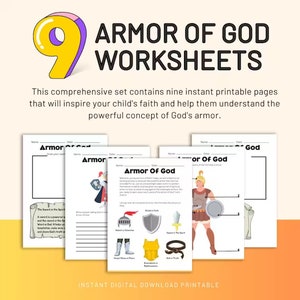 Armor of God For Kids, Sunday School Printables, Bible Worksheet, Christian Worksheets, Bible Study Printable, Kids Bible Activities,