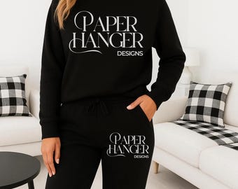 Womens Black Sweatpants Mockup, Sweatsuit Mock-up, Jogger Set Mockup (Digital Download)