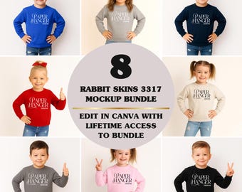 8 Rabbit Skins 3317 Mockup Bundle, Rabbit Skins Toddler Sweatshirt Mockups (Digital Download)