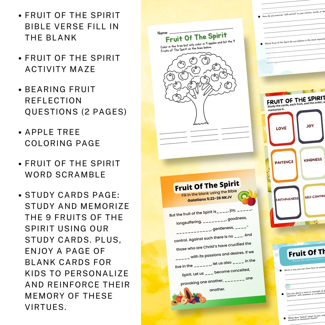Fruit of the Spirit Holy Spirit Sunday School Activities Etsy