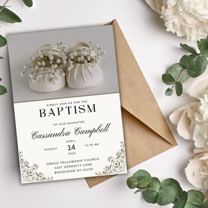 Editable LDS Baptism Invitation, Baptism Invitation Template, Baptism Invite Girl, Baptism Invitation Instant Download, Christening Invite