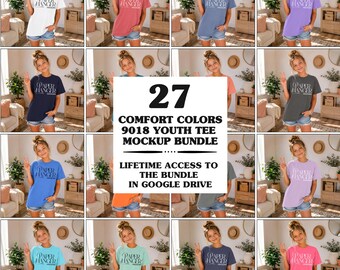 Kids Comfort Colors 9018 Mockup Bundle, Youth Midweight Tee Mockups  (Digital Download)