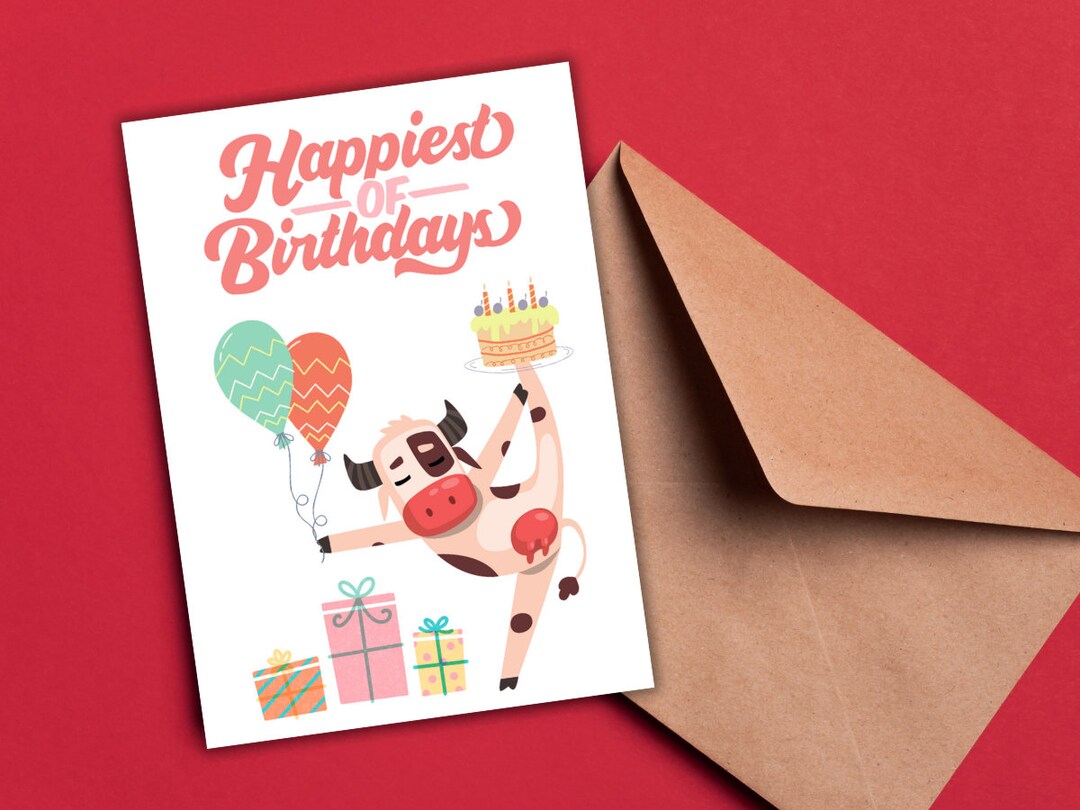 Cow Birthday Card, Funny Cow Card, Funny Birthday Card, Cow Card ...