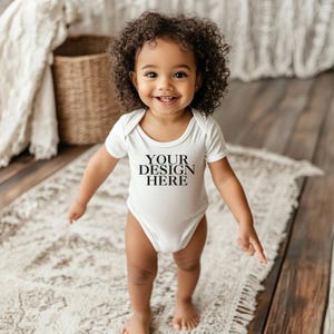African Baby Mockup Onesie, Baby in White Onesie Mockup, African American Baby Girl Mockup, Baby Girl Onesie Mockup, Black Baby Mockup