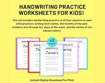 Handwriting Practice Sheets, Handwriting Worksheets, Lettering Practice, Letter Tracing, Educational Worksheets, Kids Worksheets
