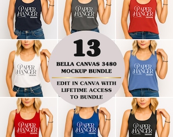 13 Bella Canvas 3480 Mockup Bundle, modelli di canottiere in jersey (download digitale)
