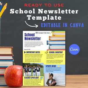 Newsletter Template, Newsletter Template Editable,  PTA Newsletter Template, Newsletter Template School, Class Newsletter Template