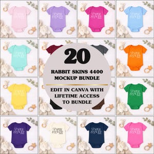 Puede incluir: Un paquete de maquetas con 20 bodies para beb&eacute;s en varios colores, como rosa, morado y azul. Cada body tiene el texto "PAPER HANGER" impreso. La imagen tambi&eacute;n incluye calcetines de beb&eacute; y juguetes de madera.