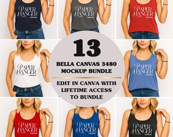 13 Bella Canvas 3480 Mockup Bundle, modelli di canottiere in jersey (download digitale)