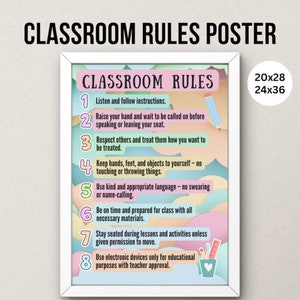 Classroom Rules Poster, Classroom Decor, Class Rules, Classroom Poster, Classroom Decor Elementary, Back To School, Classroom Management