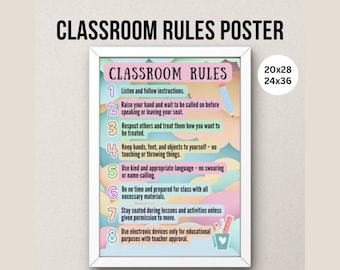 Classroom Rules Poster, Classroom Decor, Class Rules, Classroom Poster, Classroom Decor Elementary, Back To School, Classroom Management