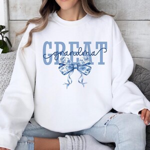 Blue Bow Great Grandma Sweatshirt, Gift For Great Grandma Birthday, Great Grandma Gift, Great Grandma Shirt, Great Grandma To Be