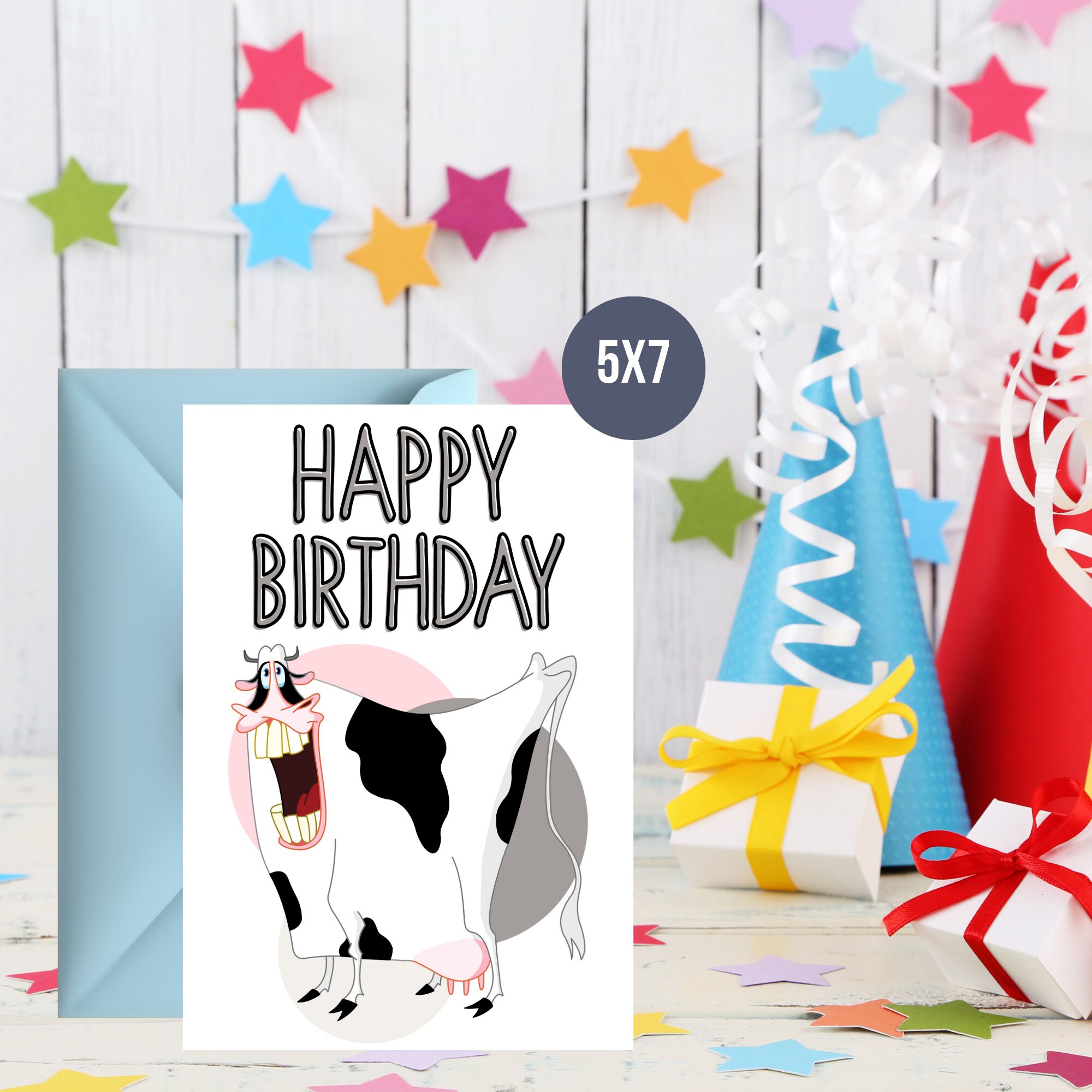 Cow Birthday Card, Funny Birthday Card, Funny Cow Card, Printable ...