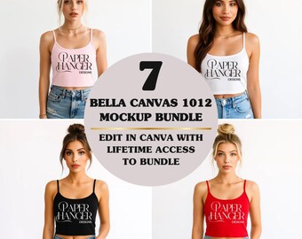 7 Bella Canvas 1012 Mockup Bundle, Women's Spaghetti Strap Tank Top (Digital Download)