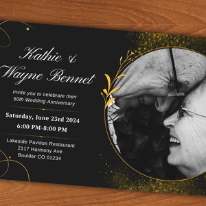 Photo 50th Anniversary Invitation, 50th Wedding Anniversary Invitation, Anniversary Party Invitation, Golden Anniversary, Cheers To 50 Years