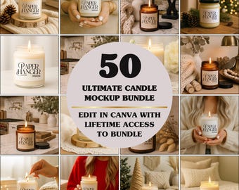 Confezione da 50 modelli di candele, modelli di candele da 9 once, modelli di candele in vetro trasparente e ambrato Lumient (download digitale)