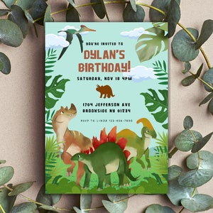 Editable Dinosaur Birthday Invitation, Dinosaur Invitation, Dinosaur Party Invitation, Dinosaur Birthday Invite, Dinosaur Birthday Party