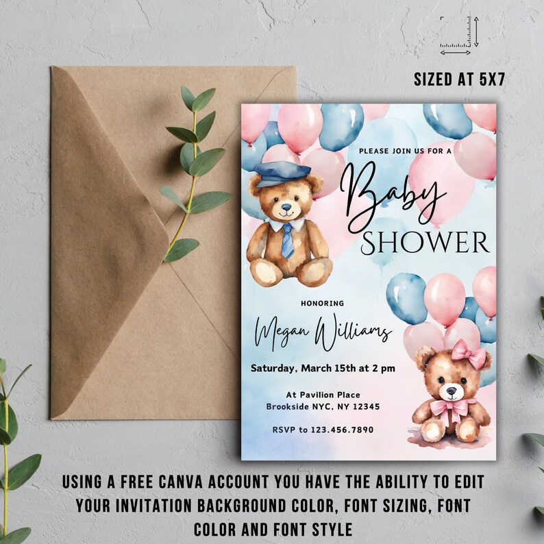 Teddy Bear Baby Shower Invitations, Bear Theme Baby Shower, Teddy Bear