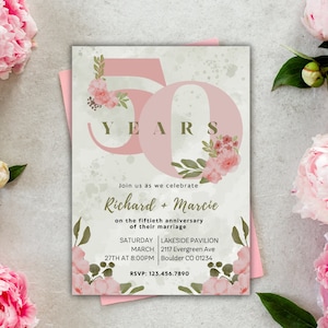 50th Anniversary Invitation, Anniversary Party Invitation, 50th Wedding Anniversary Invitations, 50th Anniversary