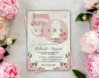 50th Anniversary Invitation, Anniversary Party Invitation, Wedding Anniversary Invitations