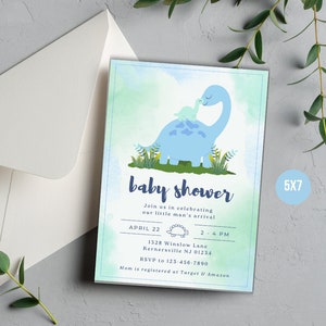 Dinosaur Baby Shower Invitation, Dinosaur Baby Shower, Dinosaur Invitation, Editable Dinosaur Invitation, Boy Baby Shower