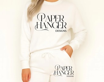 White Sweatpants Mockup, Sweatsuit Mock-up, Jogger Set Mockup (Digital Download)