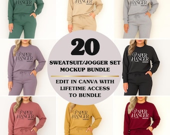 20 Sweatsuits Mockup Bundle, Sweatpants Mock-up, Tracksuit Jogger Set Mockups (Digital Download)