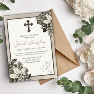 Boy Baptism Invitation, LDS Baptism Invitation, Baptism Invitation Boy, Baptism Boy Invitation, Baby Boy Christening Invitation