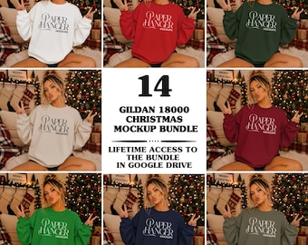 Gildan 18000 Christmas Mockup Bundle, 18000 Sweatshirt Cozy Holiday Mockups (Digital Download)