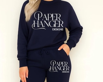 Navy Sweatpants Mockup, Sweatsuit Mock-up, Jogger Set Mockup (Digital Download)