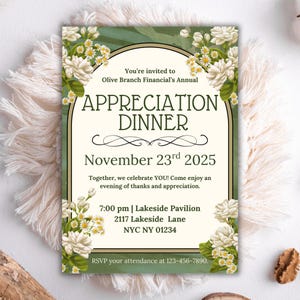 Invitación editable para cena de agradecimiento 5x7, cena de agradecimiento para el personal, invitación de agradecimiento a los empleados, agradecimiento a los clientes.