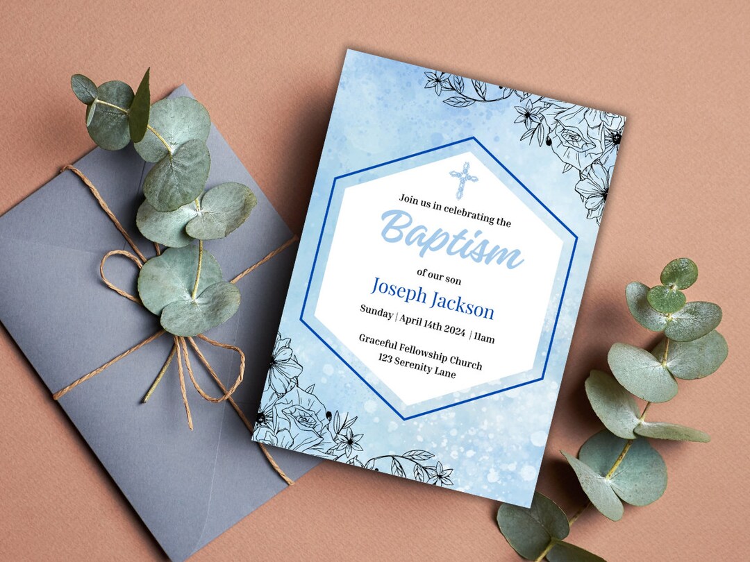 Baptism Invitation Template Baptism Invitation Boy LDS Baptism Etsy