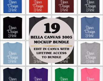 19 Bella Canvas 3005 Flat Lay Mockup Bundle, Close Up Folded Bella and Canvas V-neck Tshirt Mockups (Digital Download)