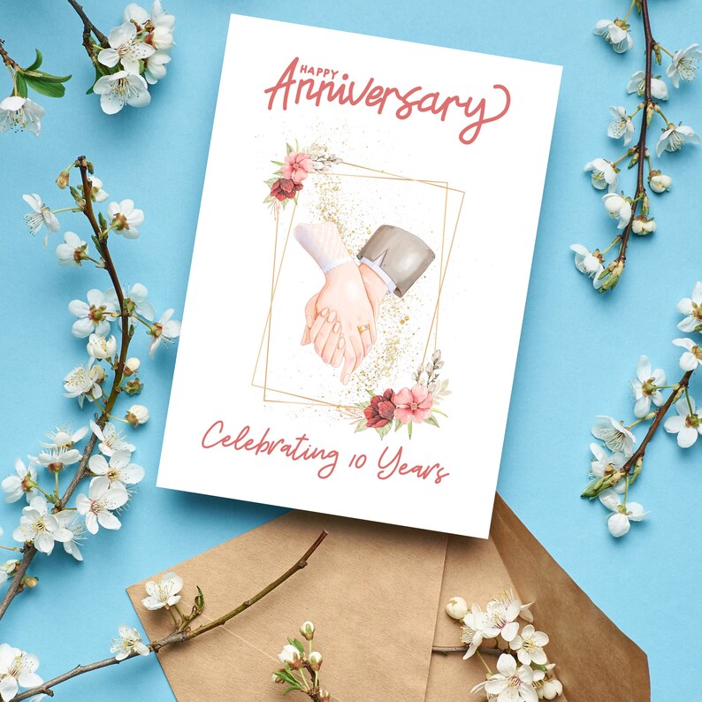 10 Year Anniversary Card, Printable Anniversary Card, 10th Anniversary ...