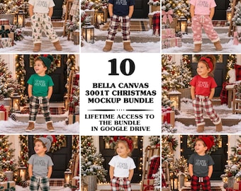 Bella Canvas 3001t Christmas Mockup Bundle, BC 3001t Winter Toddler Tshirt Mockups, Boy and Girl Mock-ups (Digital Download)