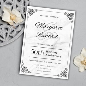 Minimalist 50th Anniversary Invitation, 50th Wedding Anniversary Invitations, Anniversary Party Invitation, 50th Anniversary