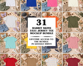 Rabbit Skins 3321 Mockup Bundle, Flat Lay Toddler Fine Jersey Tee Mock up (Digital Download)
