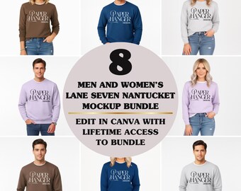 Mockup di maglione girocollo Nantucket 8 Lane Seven, LS11004 Mock-up (download digitale)