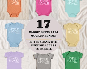 17 Rabbit Skins 4424 Mockup Bundle, Flat Lay Infant Fine Jersey Bodysuit Mock up (Digital Download)