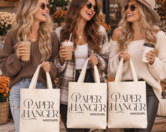 Liberty Bags OAD113 Tote Bag Mockup, Fall Natural Canvas Tote Mockups, Group Tote Bag Mockups (Digital Download)