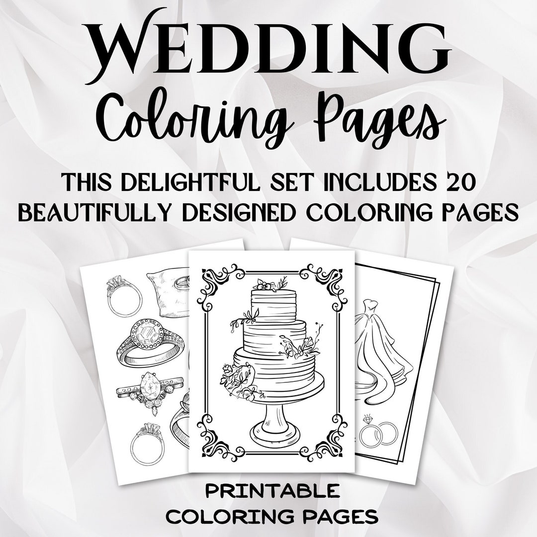Wedding Coloring Book, Wedding Coloring Pages, Kids Wedding Activity