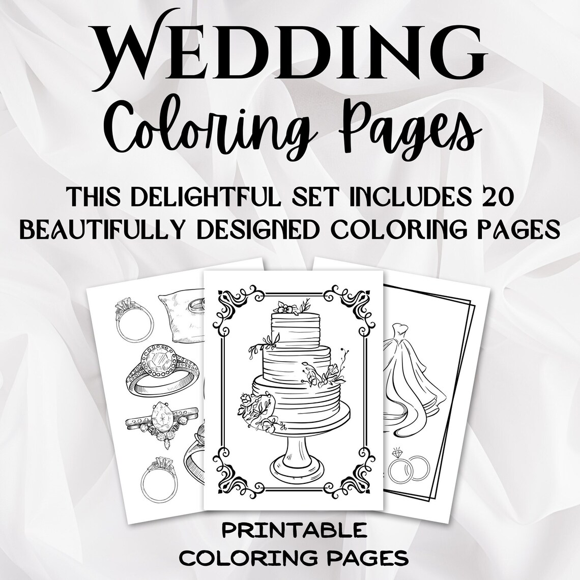 Wedding Coloring Book, Wedding Coloring Pages, Kids Wedding Activity ...