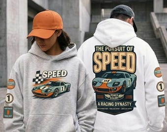 Vintage Racing Hoodie - Classic Car Streetwear - Retro Motorsport Graphic Sweatshirt