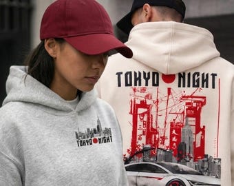 アーバンドリフトカーフーディー - 東京ナイトストリートウェア - JDMスタイルグラフィックスウェットシャツ