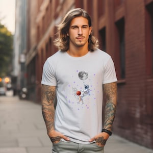 Men&#39;s & Women&#39;s Shirt, Planets Shirt, Unisex, Space Gift, astronaut shirt, galactic design t-shirt, astronaut shirt, The Moon T shirt, Gift